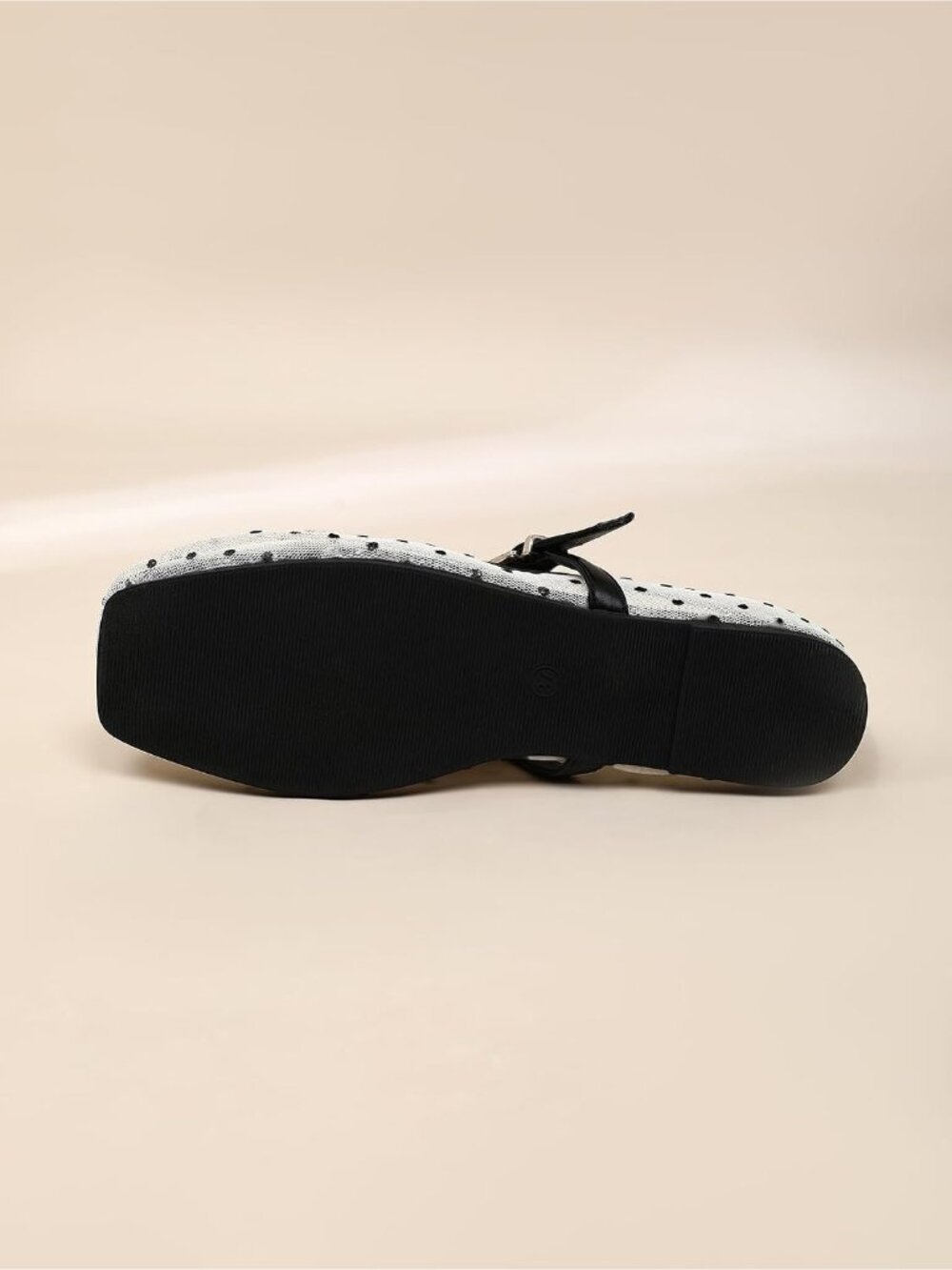 🆕Women's Black White Mesh Mary Jane Ballet Flats Square Toe Dressy Casual Shoes - Picture 2 of 5